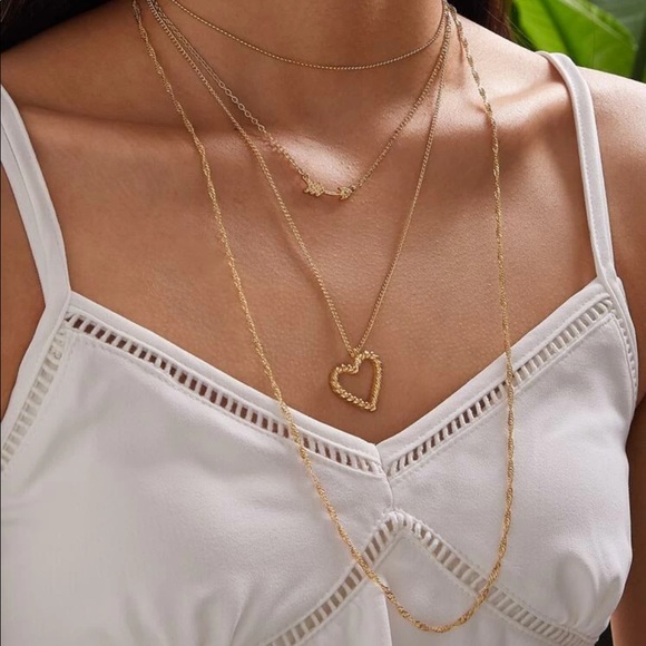 Jewelry - • Hazel • Layered Heart + Arrow Necklace